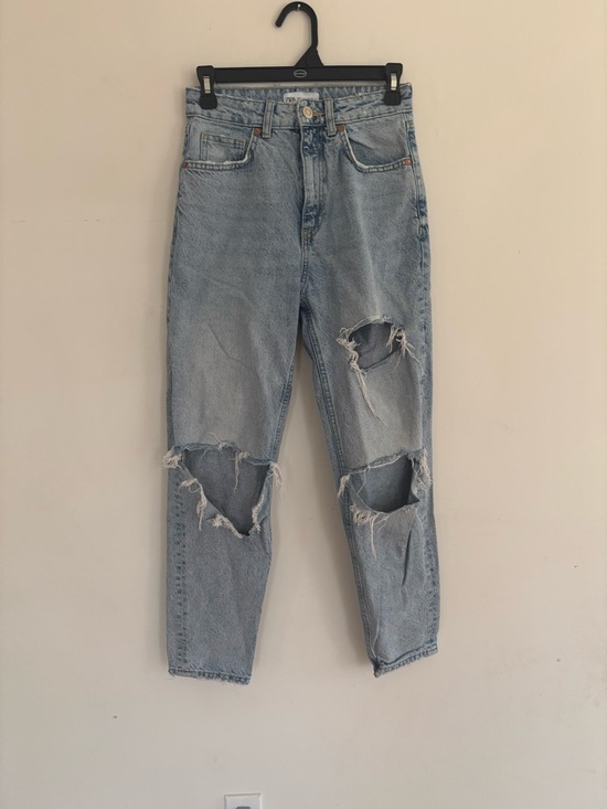 Zara Denim - ZARA Distressed High Rise Mom Jeans Size 2